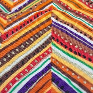 Timeless‎ Treasures Fabric Piece Kenta-CM 7793 Orange Purple Chevron Stripe